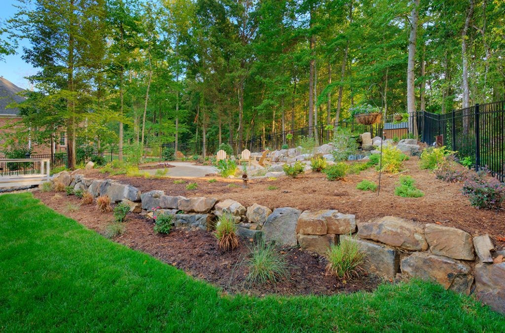 Rock Garden With Boulders and Bricks