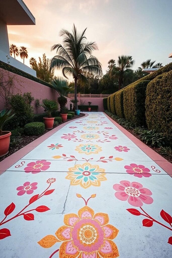 artistic stencil walkway