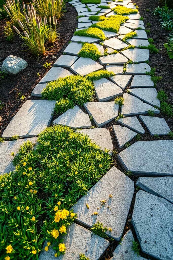 broken concrete mosaic walkway