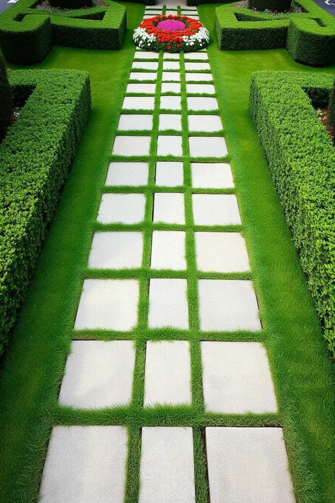 concrete and grass pavers
