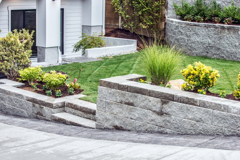 level ground with retaining wall