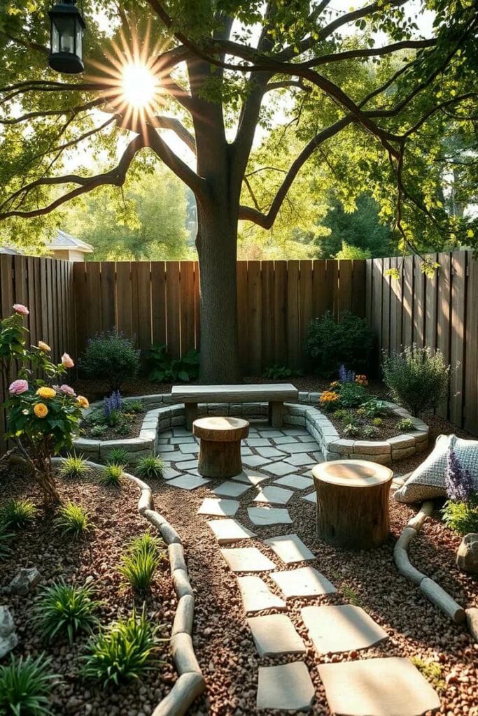 natural materials backyard patio