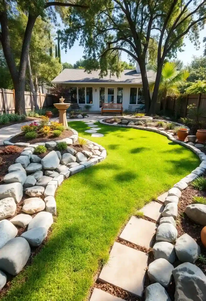 river rock edging