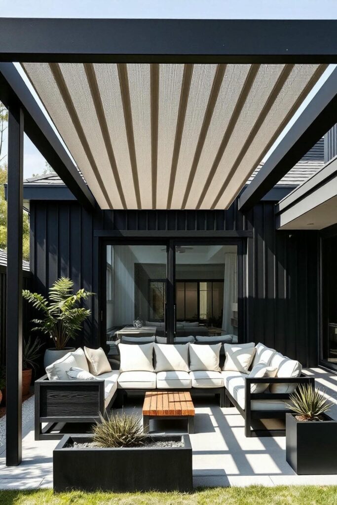 slatted aluminum shade panels