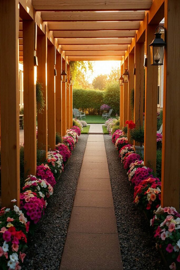 warm wooden timber walkway