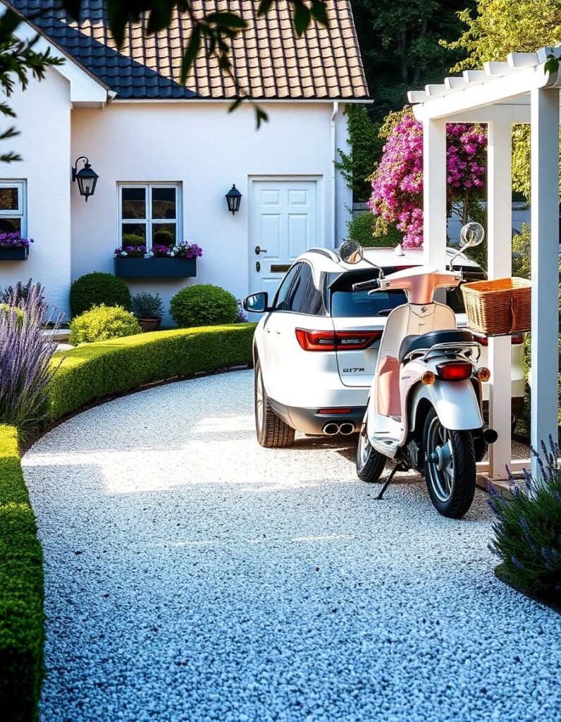 white gravel driveway
