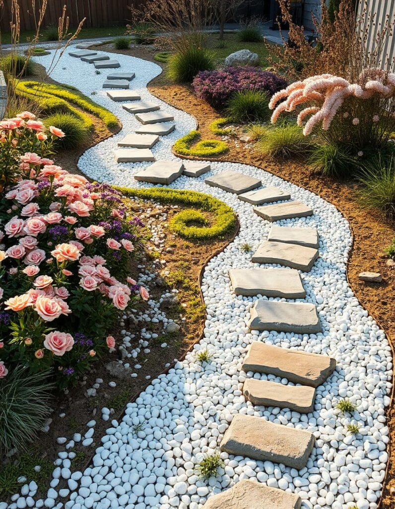 white pebble river bed
