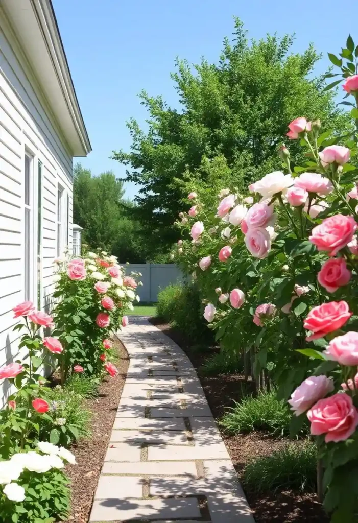 rose lined walkway