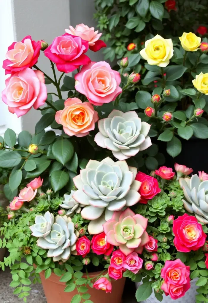 roses and succulents